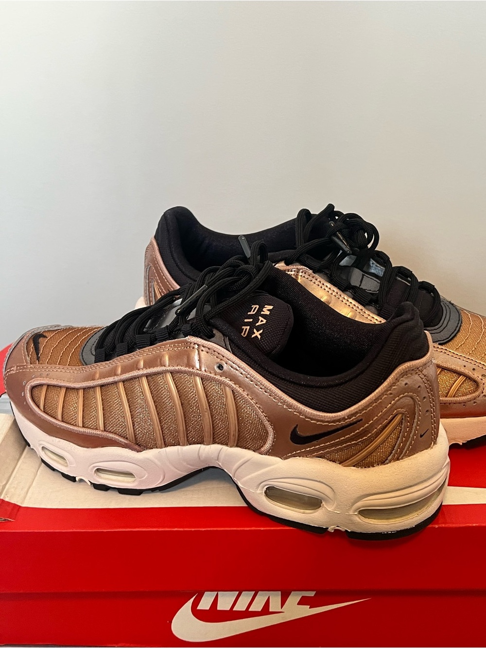 Nike Women’s Metallic Bronze and Black Air Max Sneakers